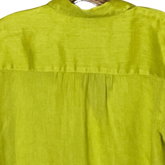 J Jill Love Linen Womens 100% Linen Sz S Lime Green Long Sleeve Beach Workwear - Picture 5 of 8
